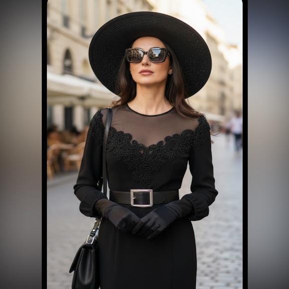 marie st. claire Dresses & Skirts - Vintage beaded sheer mesh Marie St. Claire size four long sleeve dress